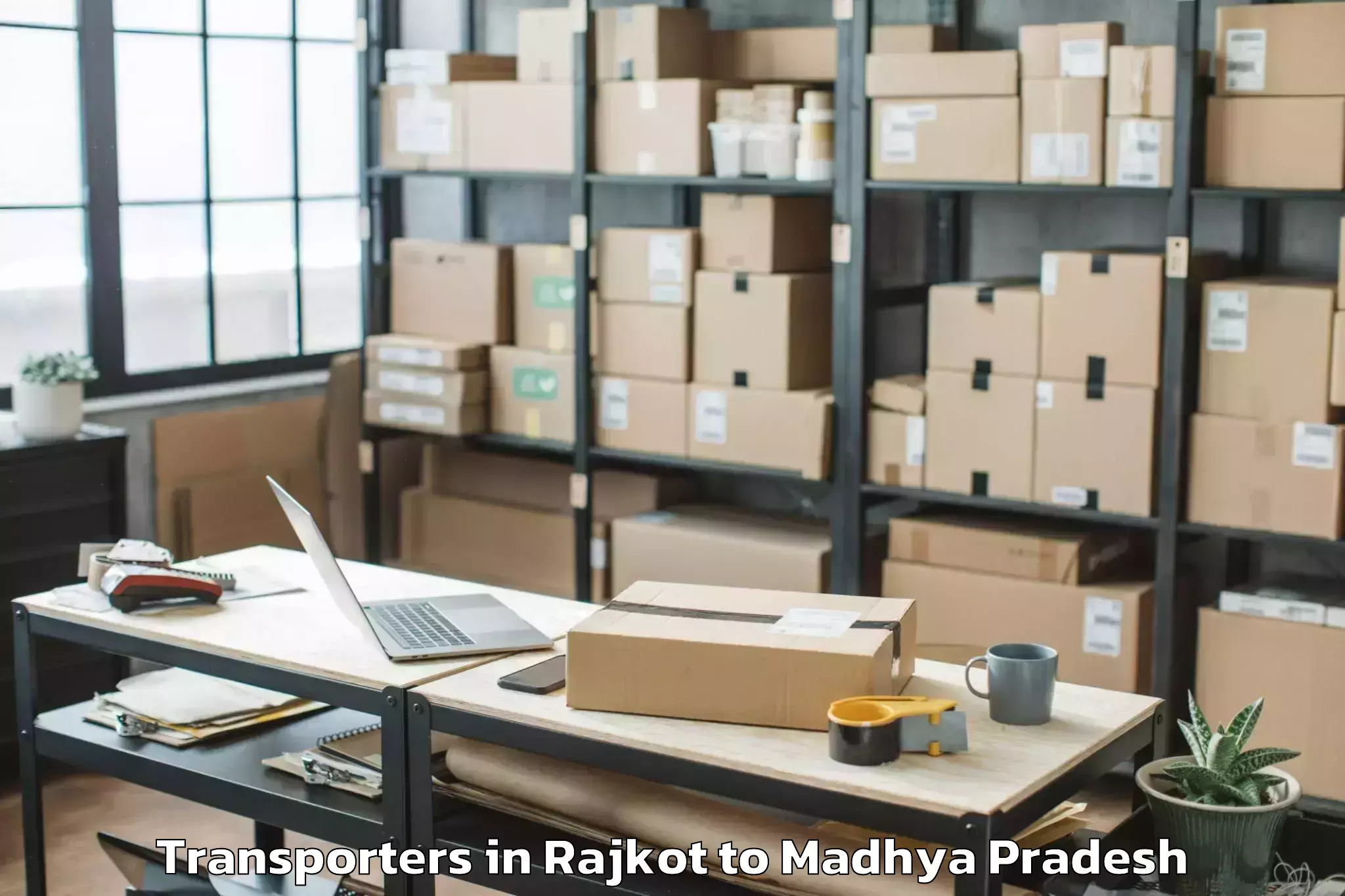 Book Rajkot to Mhow Transporters Online